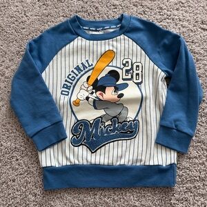 Disney Mickey Mouse Blue & Cream Baseball Pullover for Kids